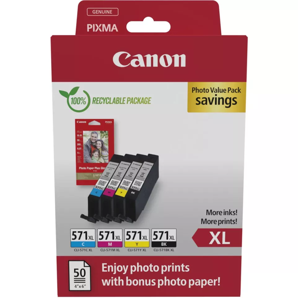Canon photo value pack CLI-571XL, 375...