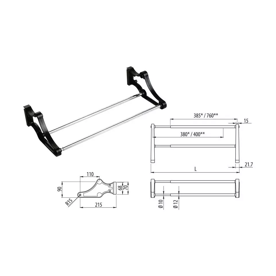 Verstelbaar schoenenrek 450 tot 700mm...