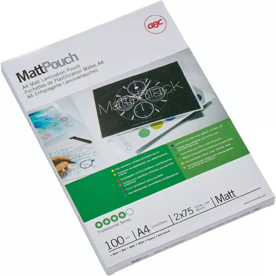 GBC laminating pouches A4 150 microns...