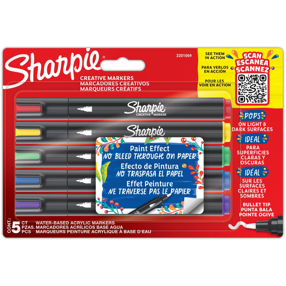 Sharpie marqueur peinture, blister de 5 pièces, assorti