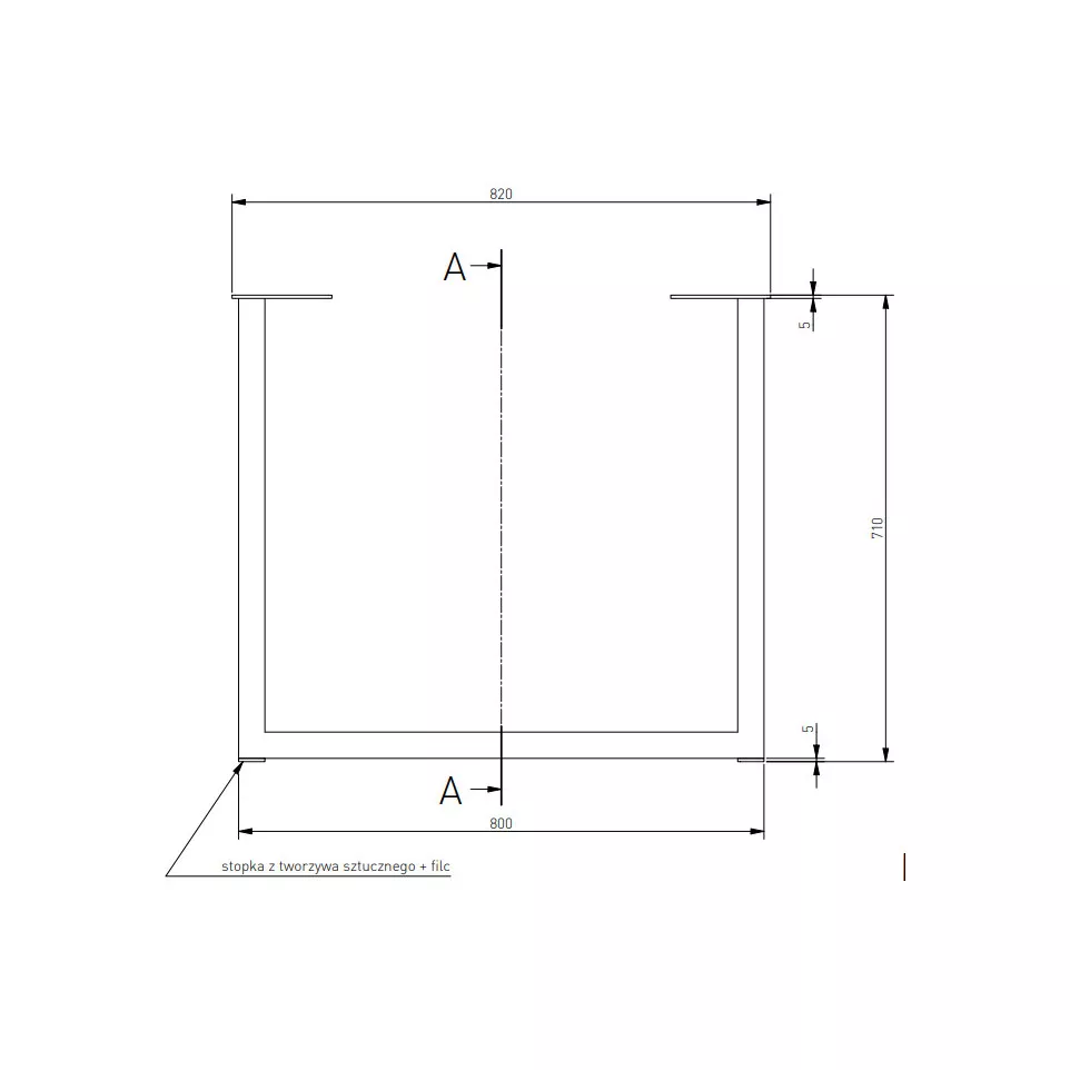 Industria U-Shaped Table Leg 80x40mm...