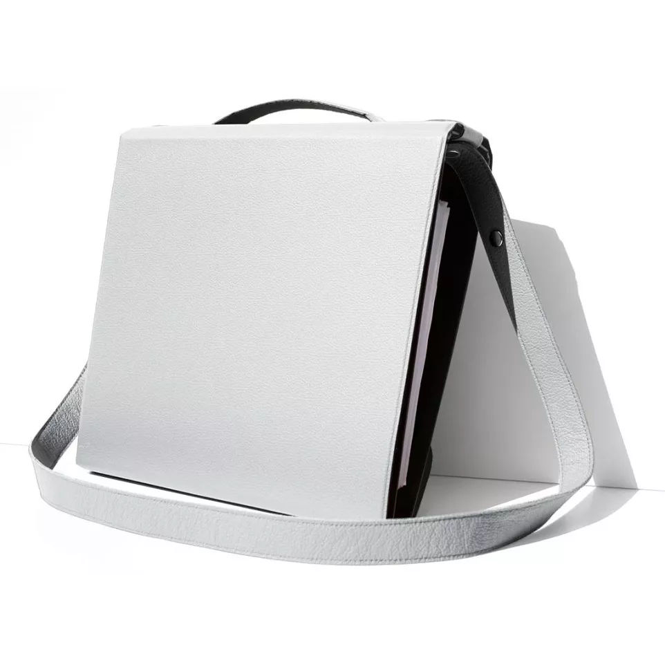 Yaka white leather binder folder