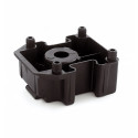 Patin avec 4 tourillons à enfoncer et empreinte pour clips de plinthe noir pour vérin de meuble série 21 / pce