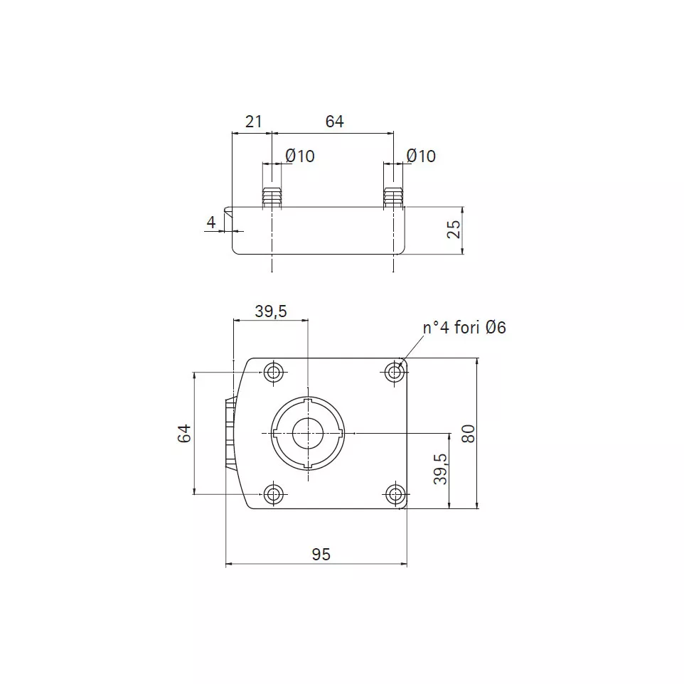 Basisplaat voor meubelpootserie 21...