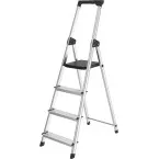 Brasq SL400 Aluminum Step Ladder, Silver, 4 Steps