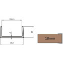 Geanodiseerd aluminium "U" profiel voor 18mm dikke houten panelen, voor ERGO 18, NOVO S 18 en LOCA 18 schuifsystemen, lengte 3m 