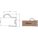 ERGO 18 geanodiseerd aluminium greepprofiel voor houten panelen van 18mm dik, lengte 2,70m / 2.7m