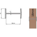 Geanodiseerd aluminium tussendeurprofiel voor 18mm dikke houten panelen ERGO 18, NOVO S 18 en LOCA 18 lengte 3m / 3m