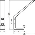 Enkele 138 matzwarte aluminium hoeden-/jashaak 18 / pce