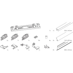 HAWA Frontino 20 H FS Complete Set for 2 Doors, Cabinet Width 2000–2199 mm, Max 20 kg per Panel / pc