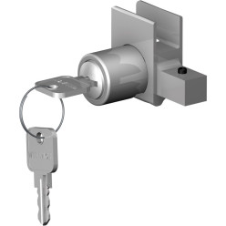 Security lock with interchangeable inner cylinder and 2 reversible non-notched flat keys for glazing up to 12.76