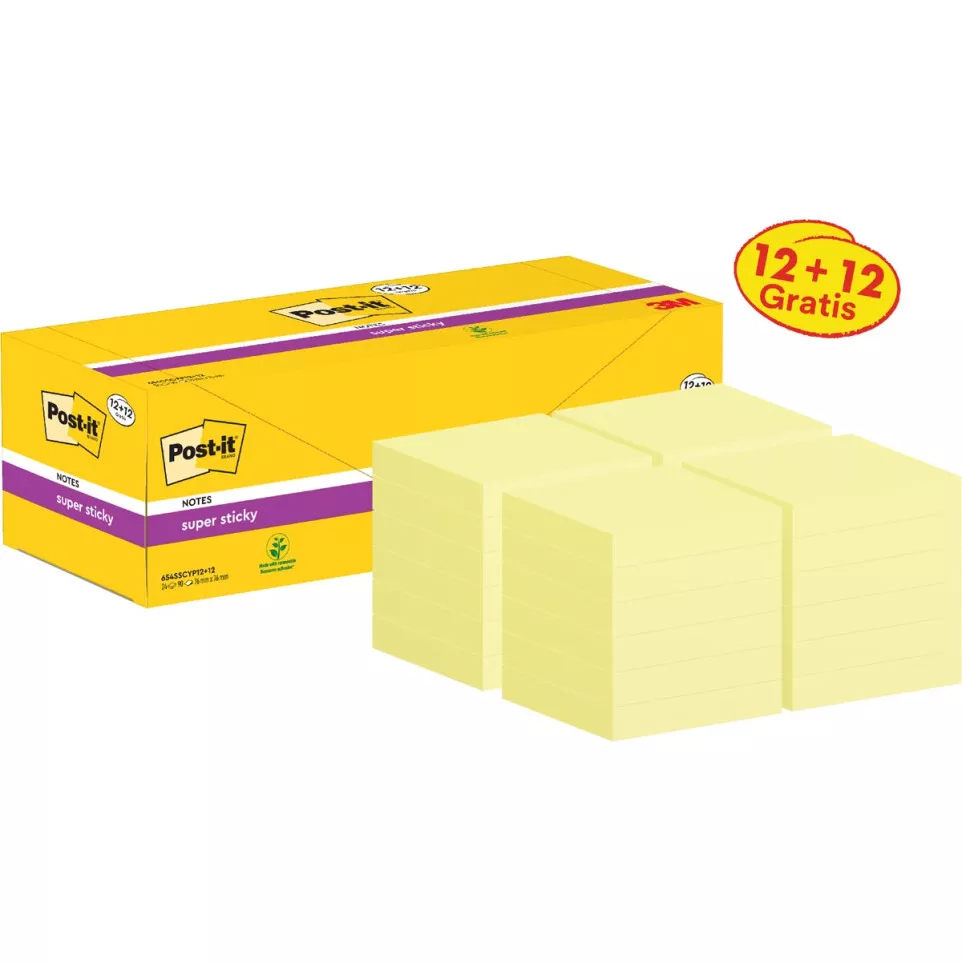 Post-it Super Sticky Notes, 3 x 3 in,...