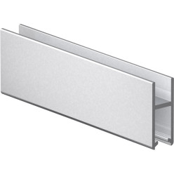 SUPRA onderste middenrail in blank geanodiseerd aluminium voor beglazing tot 8mm dikte, lengte 5m / 5m