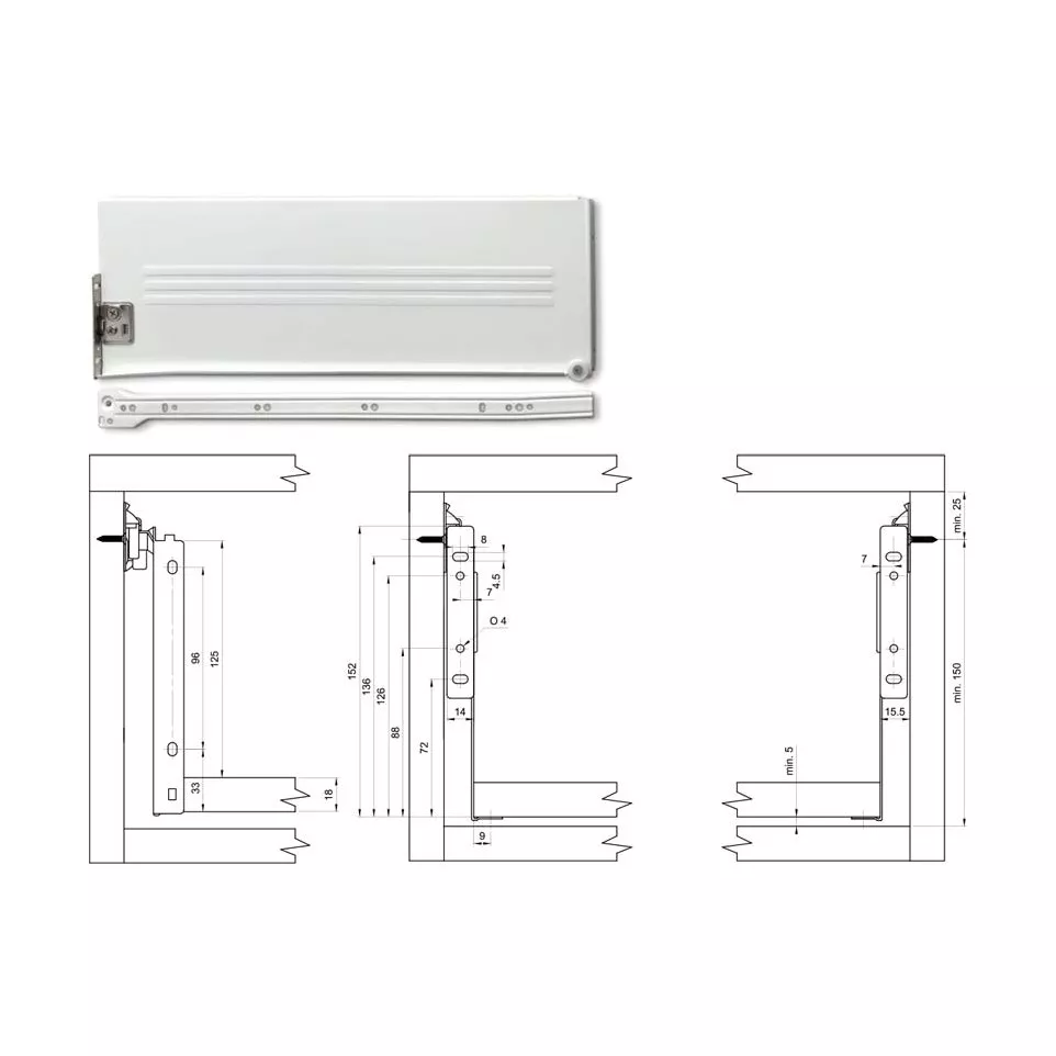 METABOX White Drawer Side Kit Height...