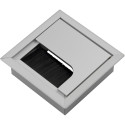 Passe-câbles SQUARE softclose 80x80x25mm aluminium anodisé / pce