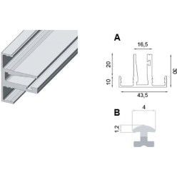 Horizontaal geanodiseerd aluminium profiel voor LINEAR glas / m