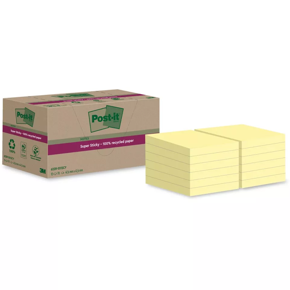 Post-it Super Sticky Notes Recycled,...