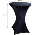 Housse pour table debout, diamètre 80 cm, noir