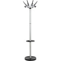MAUL Caligo Coat Rack, 175 cm Height, 32 Hooks with Umbrella Stand, Silver