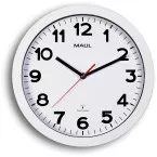 MAULstep radio-controlled wall clock, plastic frame, white, 30 cm diameter