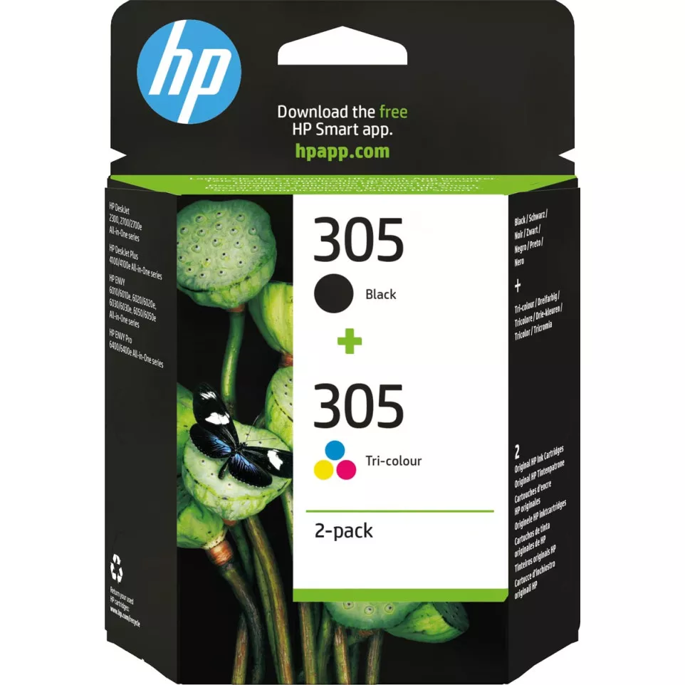 HP 305 2-Pack Tri-color Black...
