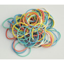 Q-CONNECT elastieken, breedte 1,5 mm, verschillende lengtes, 25 g, geassorteerde kleuren