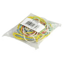 Q-CONNECT elastieken, breedte 1,5 mm, verschillende lengtes, 25 g, geassorteerde kleuren