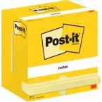 Post-It Notes, 100 feuilles, ft 76 x 127 mm, jaune, paquet de 12 blocs