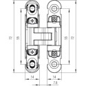 Charnière invisible KUBIKINA K6100 chromé/satiné pour épaisseur de panneau min.18mm / pce
