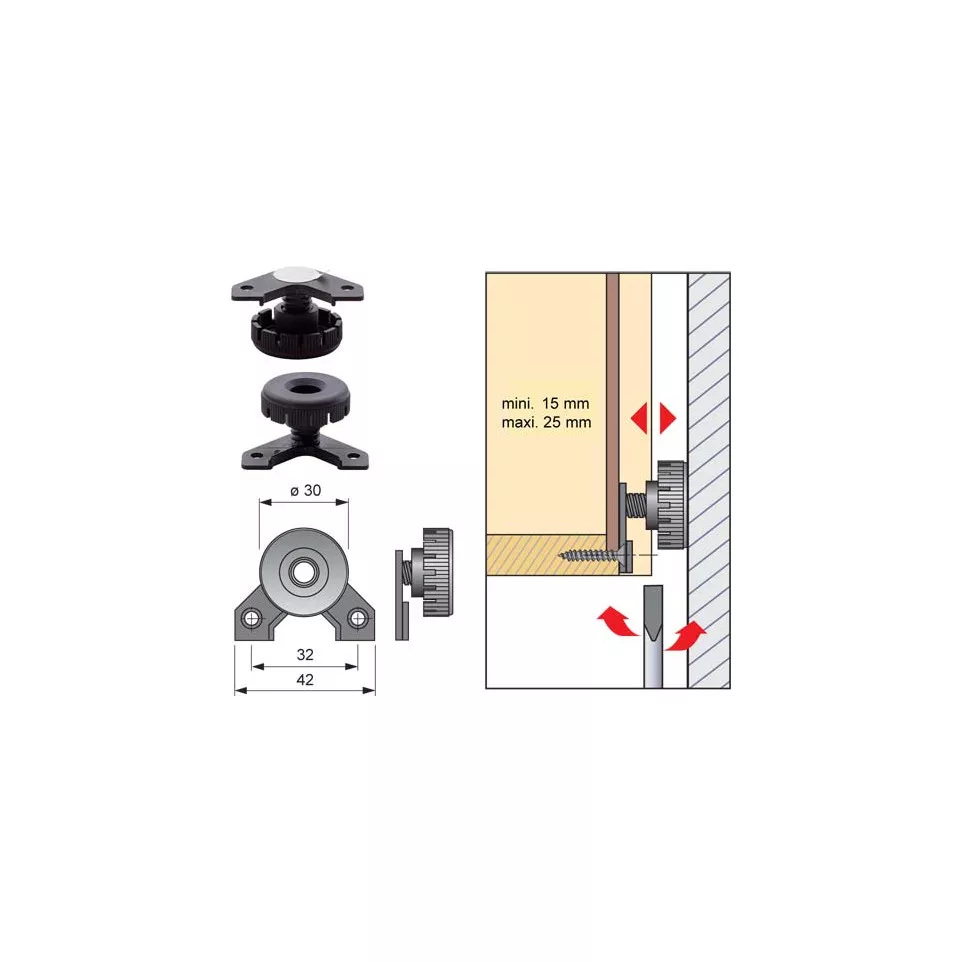 Hettich Black PVC Spacer for Wall...