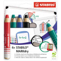 Stabilo MARKdry crayon pour tableaux blancs, étui de 4 pièces en couleurs assorties