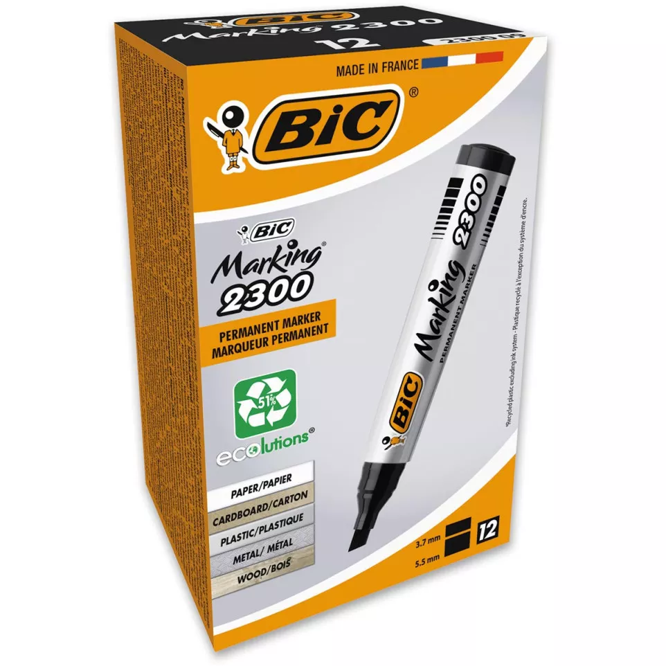 Bic permanent marker 2000-2300 zwart,...