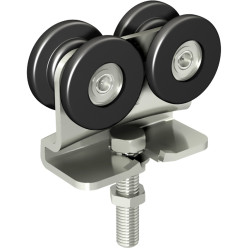 Roulette avec support col de cygne et 4 galets avec bandage nylon et fibre de verre montés sur billes SPORTUB 6255 max.300kg / p