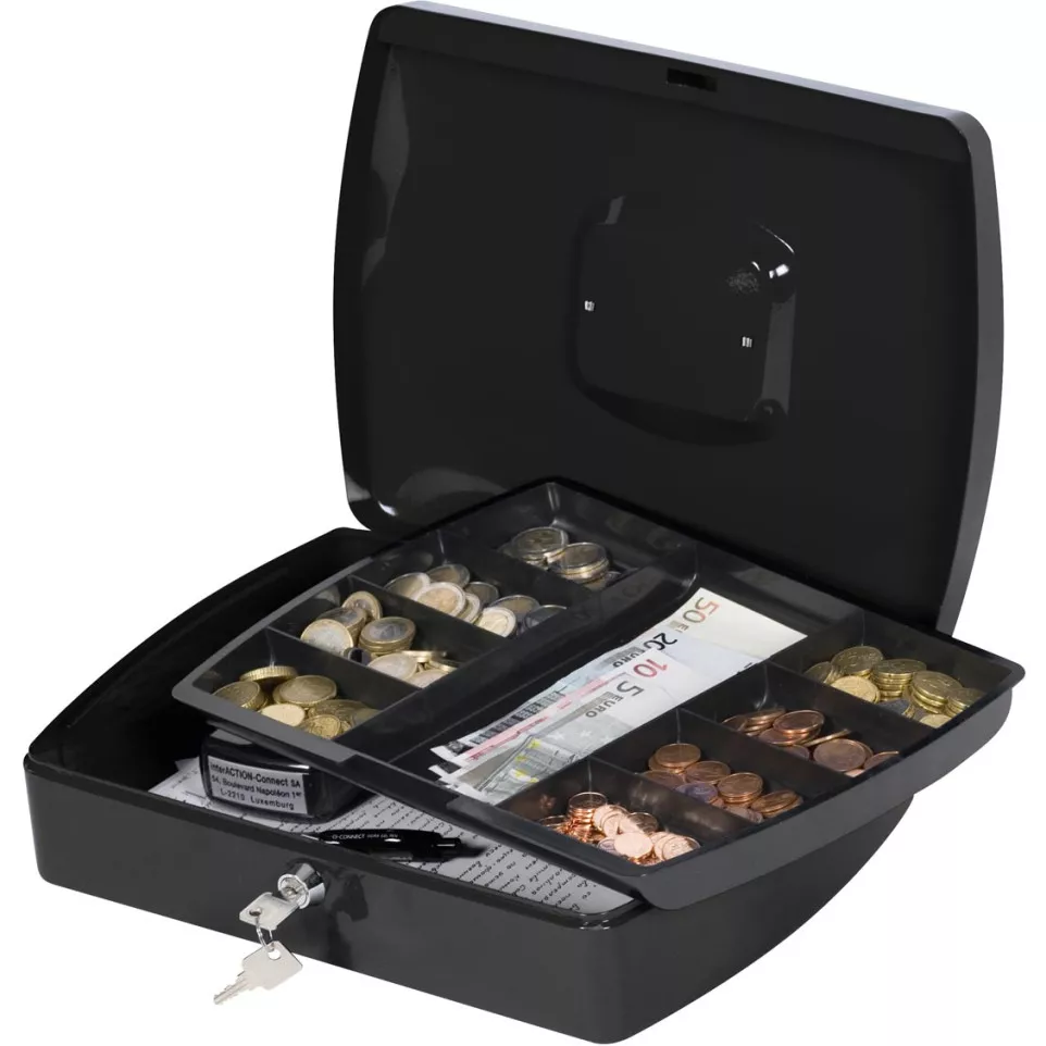 Q-Connect Cash Box 12 Inch Black KF02604
