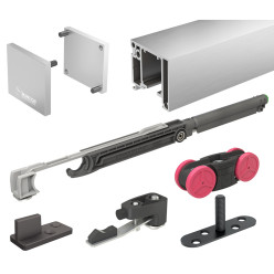 SAF-SLIM Complete Sliding Door Hardware Kit Brushed Anodized Aluminum for Door Width up to 1030mm Max 10 to 20kg per Door