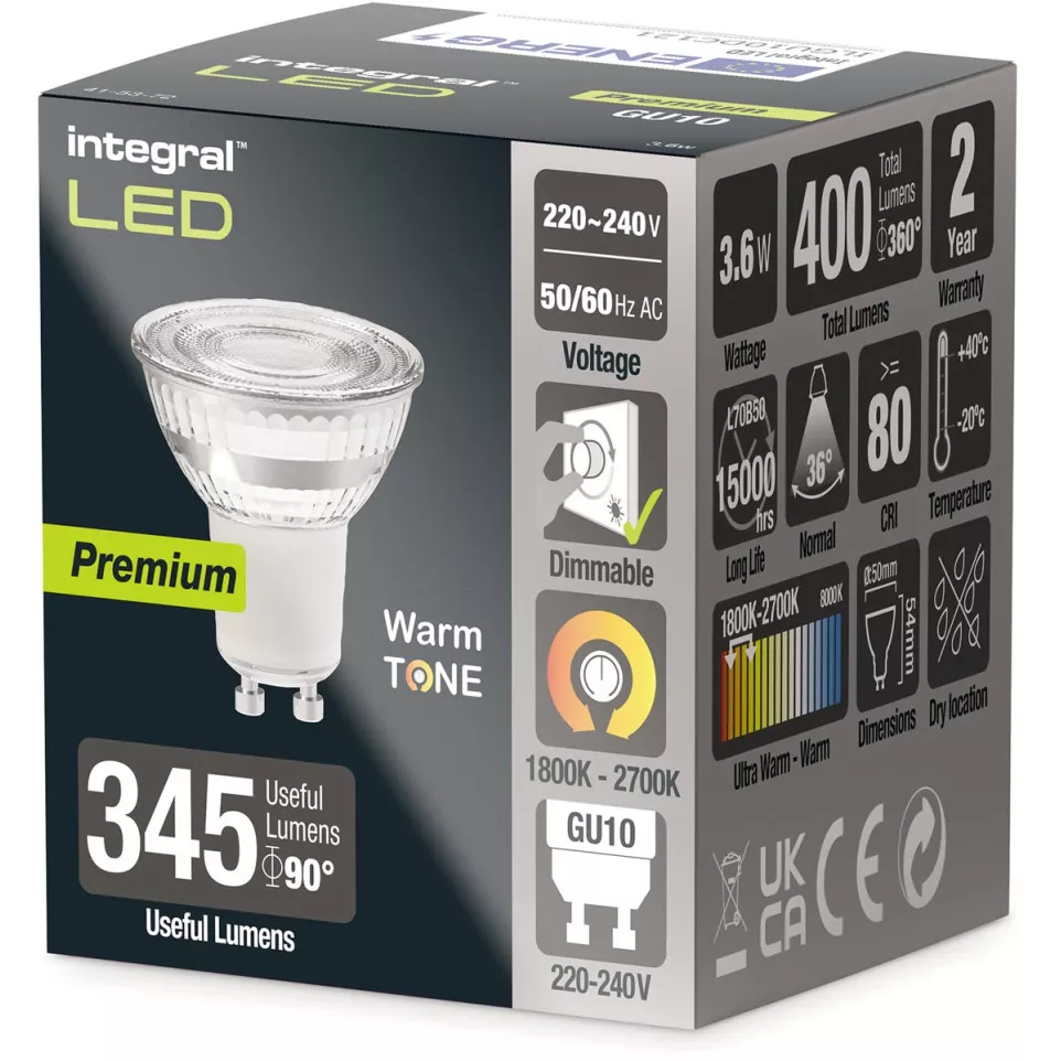 Integral spot LED GU10, dimmable,...