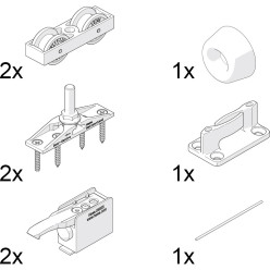 Hawa Junior 80 Z Sliding Door Fitting Set with Stop and Guide, up to 80 kg per piece