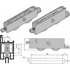 Croisée DS 3924 Sliding Door Carriage / pc