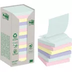 Post-it recycled Z-notes, 100 vel, ft 76 x 76 mm, assorti, pak van 16 blokken