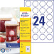Avery Zweckform Round Removable Labels 40 mm White 240 Labels 10 Sheets