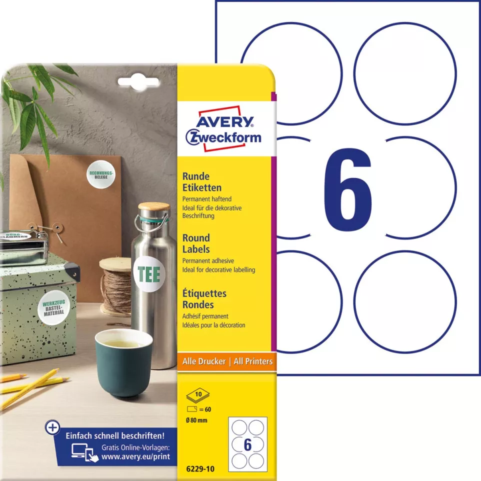 Avery Zweckform round labels 80 mm...