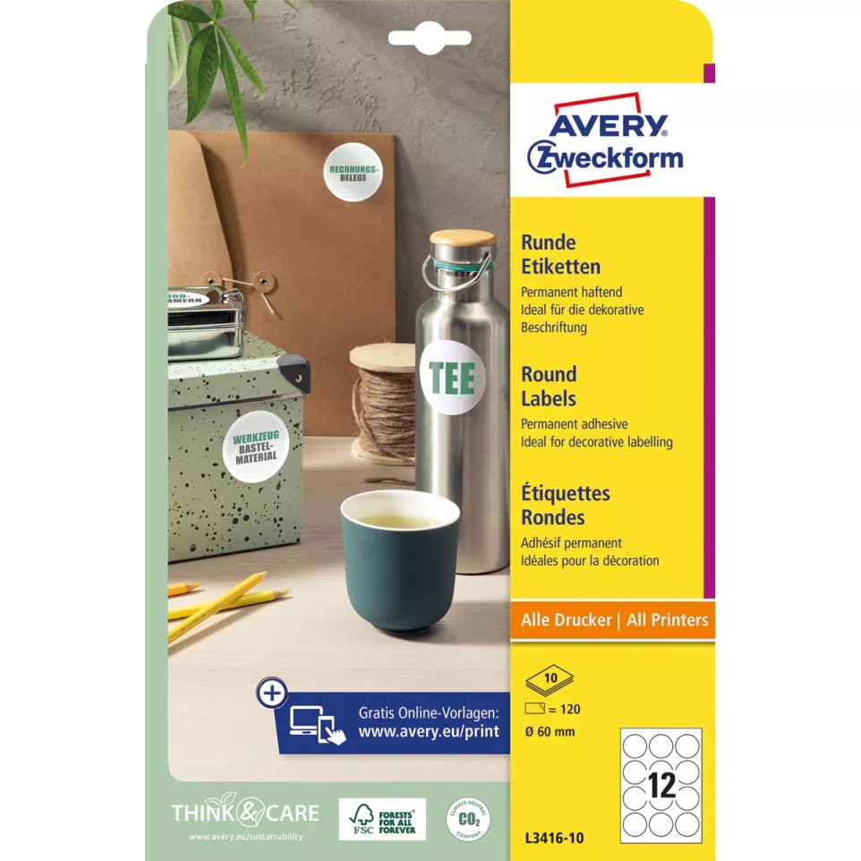 Avery Zweckform round labels 60 mm...