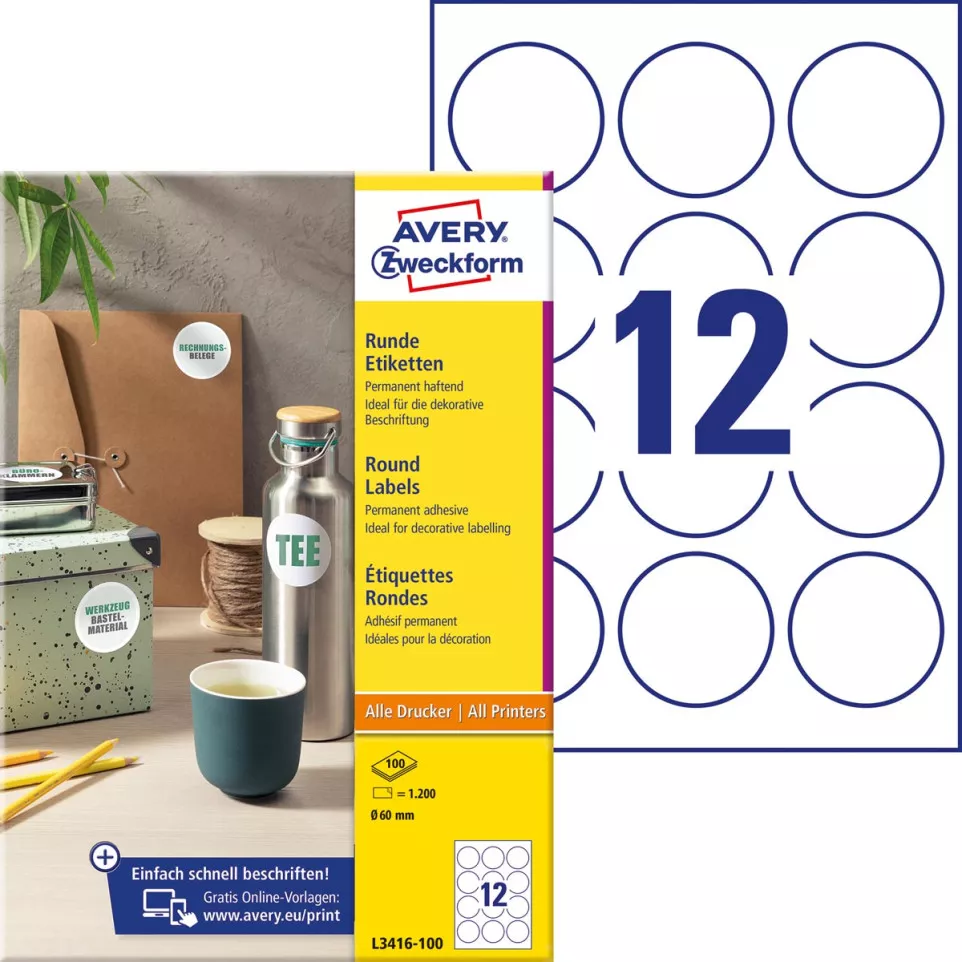 Avery Zweckform round labels 60 mm...