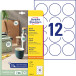 Avery Zweckform round labels 60 mm diameter white permanent adhesive 120 labels 10 sheets