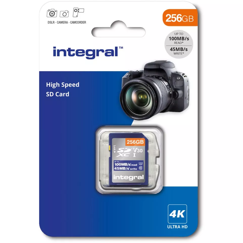 Integral geheugenkaart SDXC V30,  256 GB