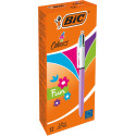 Bic Colours Fun 4-kleurenbalpen, medium, pastel inktkleuren, lichaam pastelroze