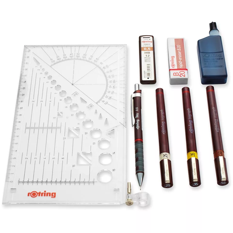 Rotring college set van 9 Isograph...