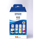 Epson bouteilles d'encre 102, 6.000 - 7.500 pages, OEM C13T03R640, 4 couleurs