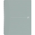 Oxford Origin spiraalschrift, ft A4+, 140 bladzijden, geruit 5 mm, grijs