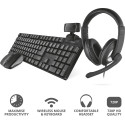 Trust Qoby 4-in-1 Home Office Set met Webcam, headset, toetsenbord (azerty) en muis